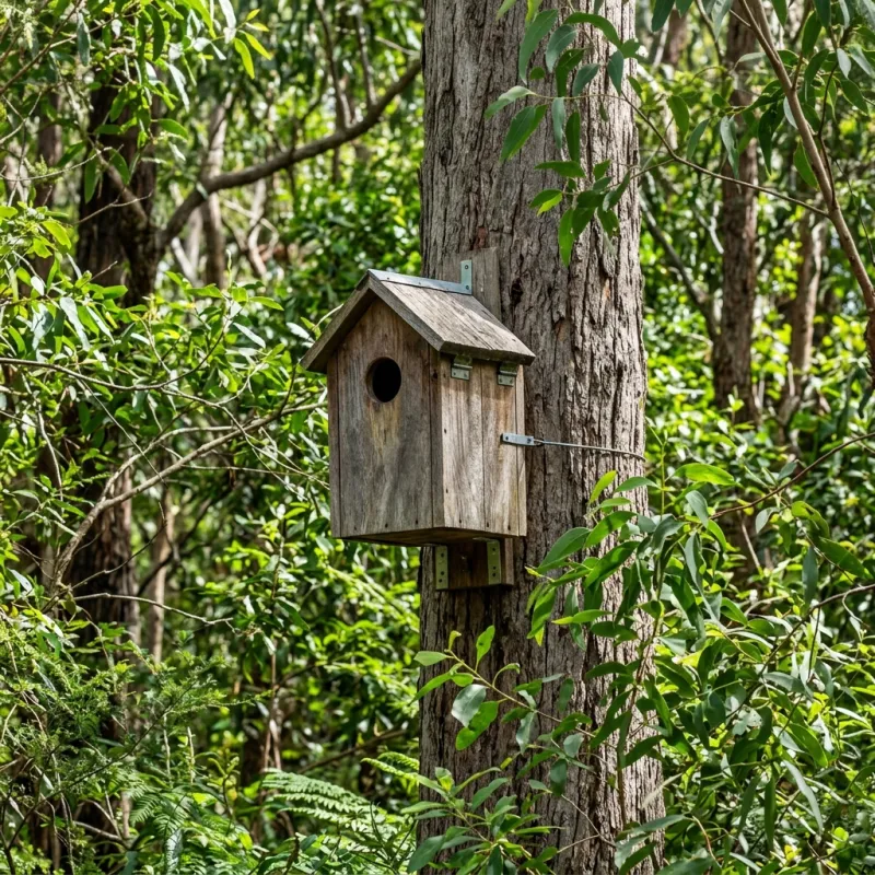 Animal nesting box installed as a humane alternative to a Alfredton roof cavity