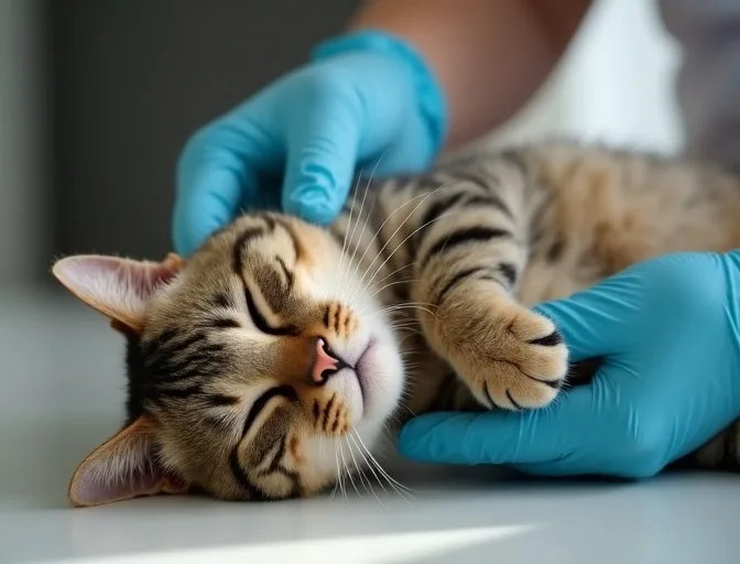 Specialist carefully handling a deceased cat with dignity in Alfredton
